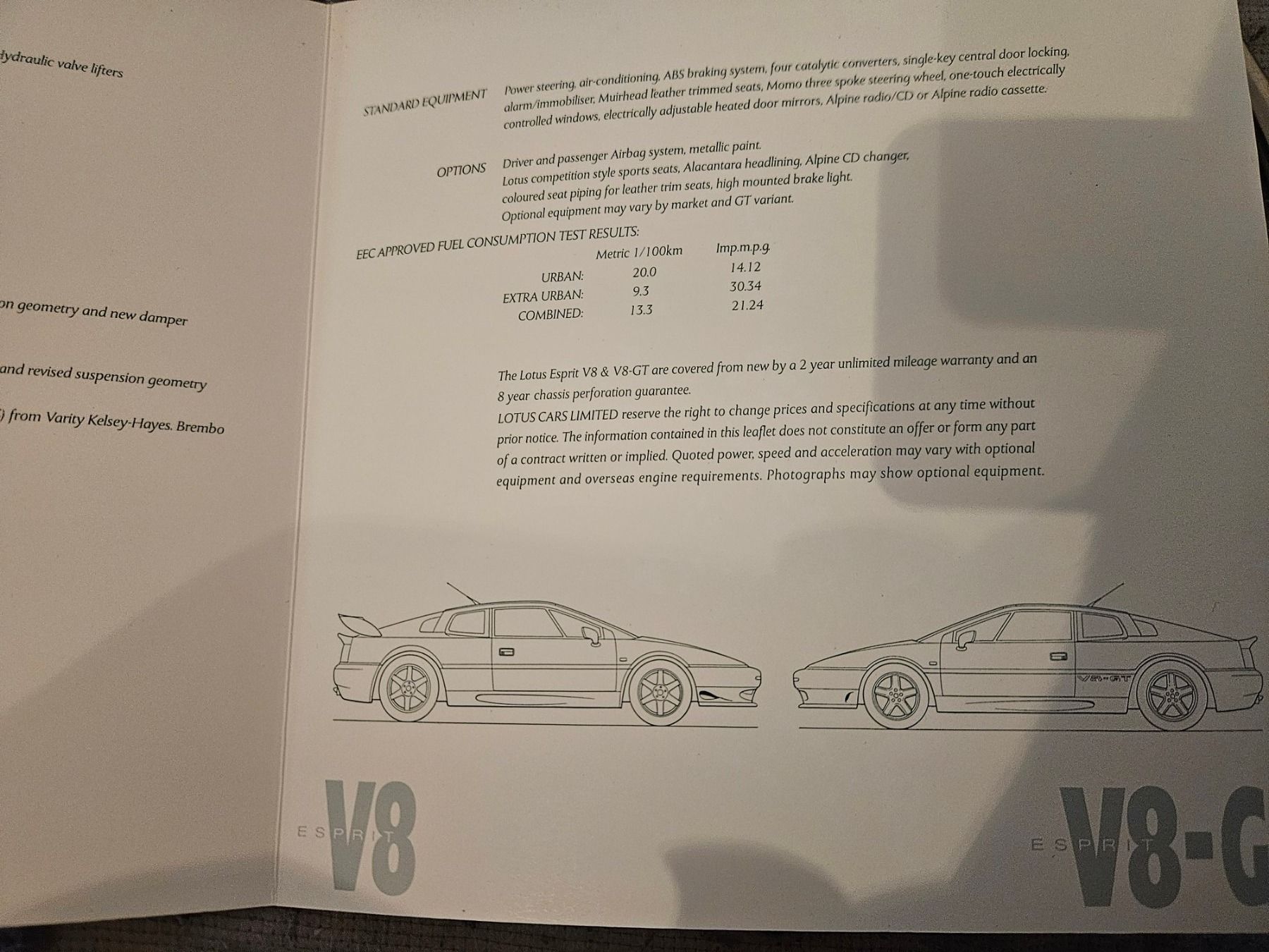 Lotus Documenti: Lotus Esprit V8  V8-GT Prospekt xa – Usato da Flawil venduto da sr1_f6st 5
