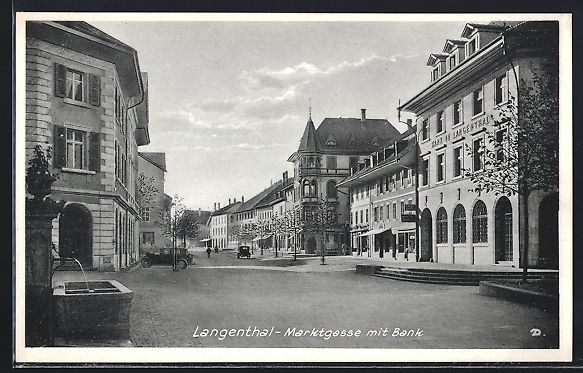 Cartes postales: AK Langenthal, Marktgasse mit Bank – D'occasion à Berlin par bartko-reher