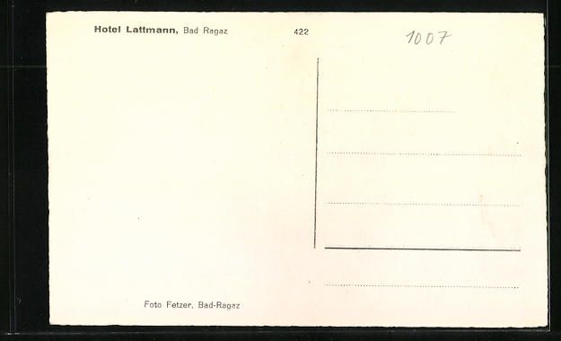 Cartes postales: AK Bad Ragaz, Hotel Lattmann – D'occasion à Berlin par bartko-reher 1