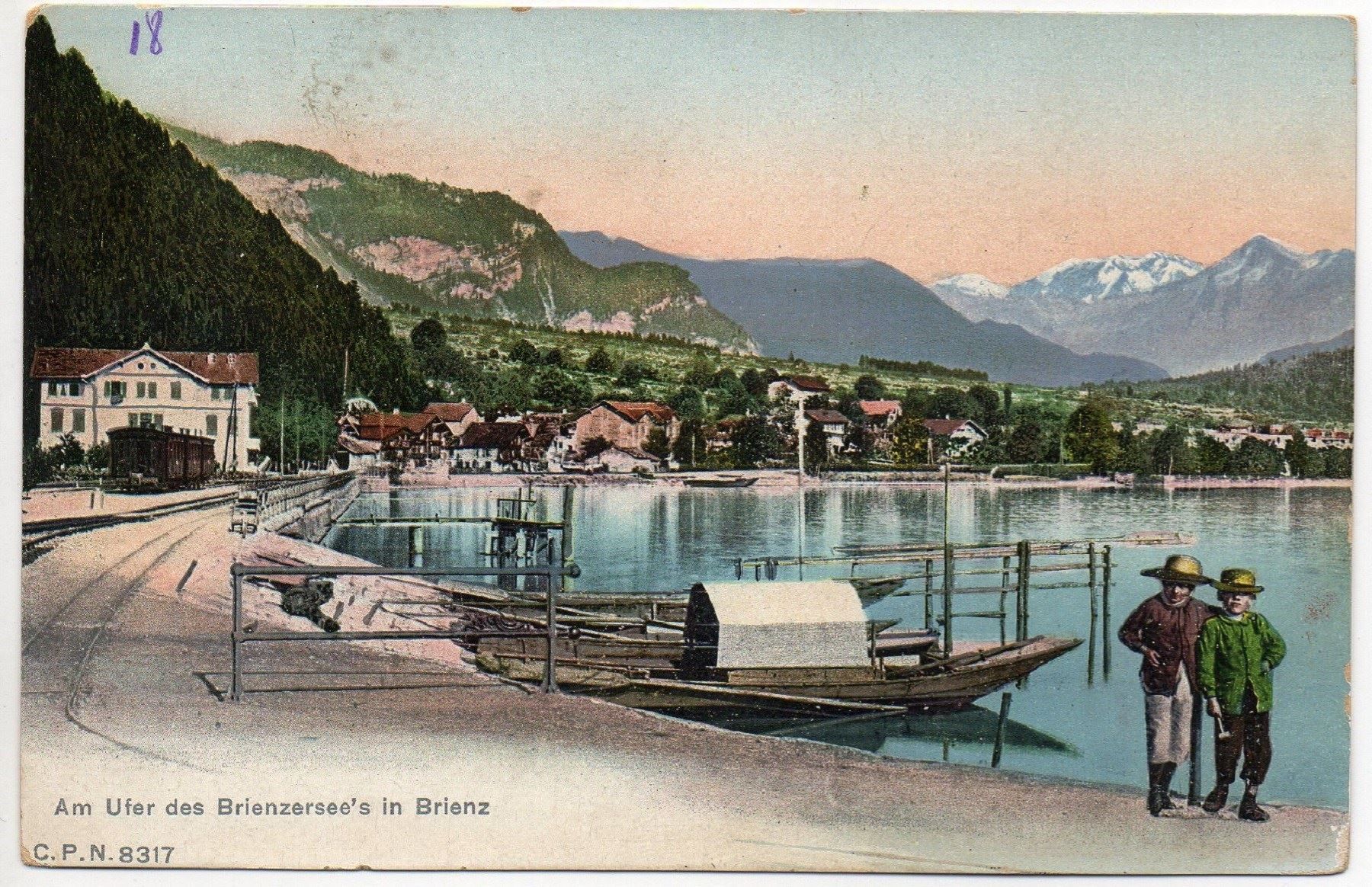 Cartoline postali: BRIENZ Am Ufer, Bahn, Boote, Kinder – Usato da Jona venduto da philajona