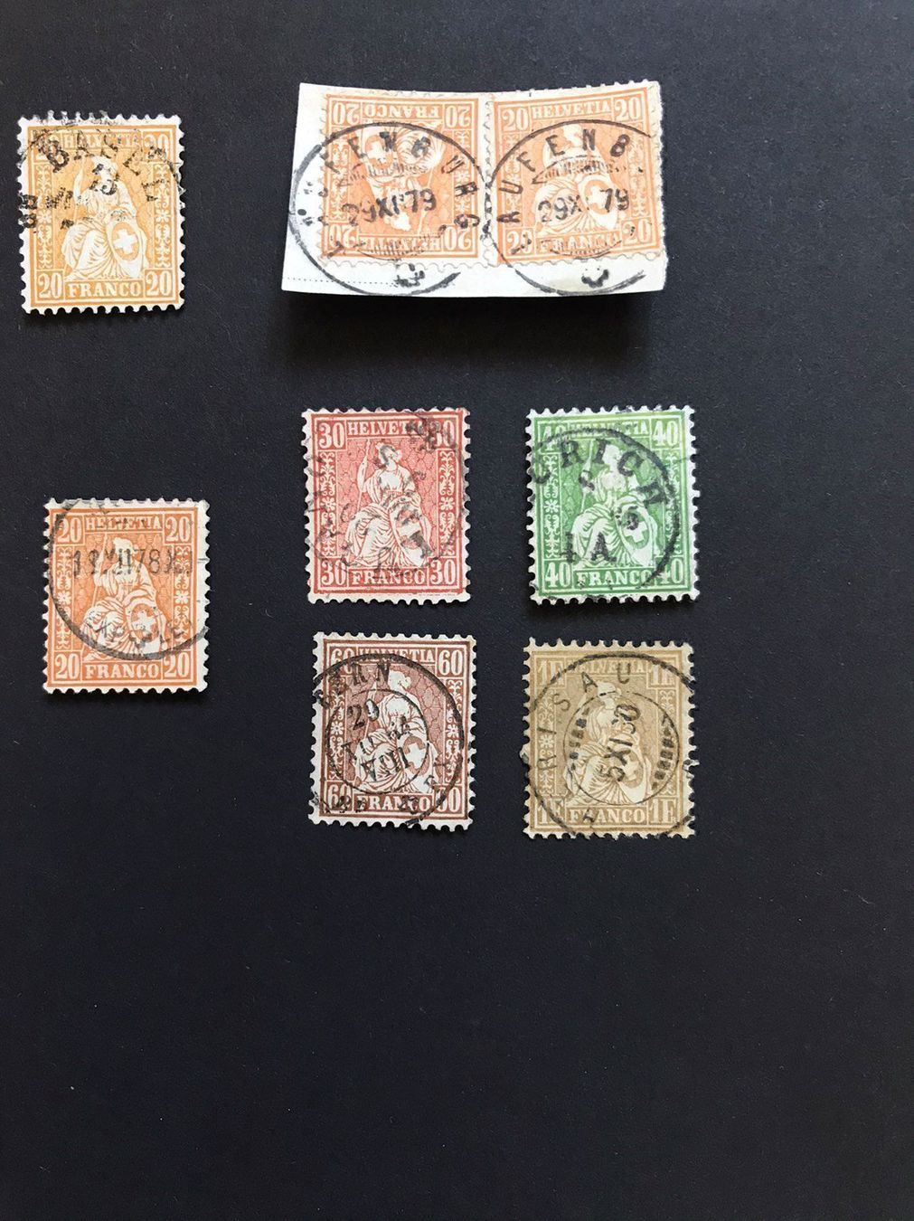 Alle Briefmarken: Sitzende Helvetia Nr. 32 - 36 – Gebraucht aus stäfa von brandy66