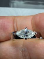 Bague argent avec diamant de moissanite de 1 ct certifié GRA