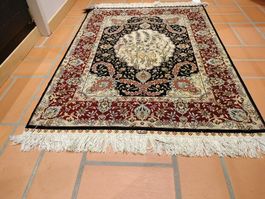 Handgeknüpfter Seidenteppich aus China, 108x78cm