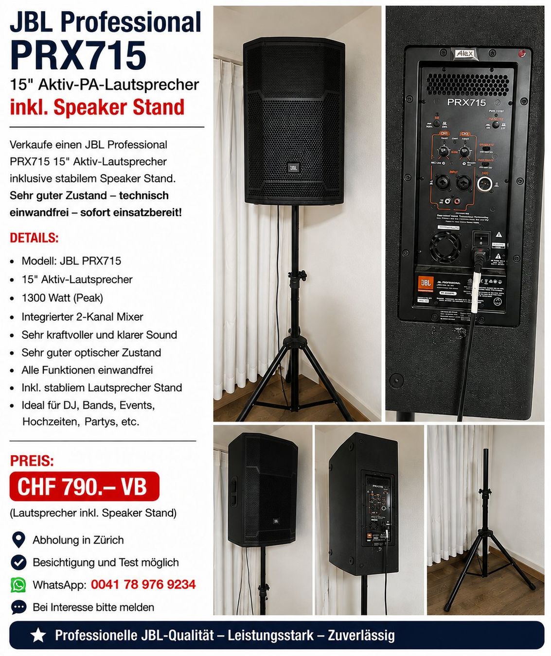JBL Casse acustiche: JBL Speaker PRX715 Professional – Usato da Zürich venduto da alex369