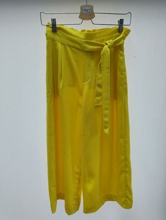 Zara Sommer Stoff Hose Gelb, Grösse S