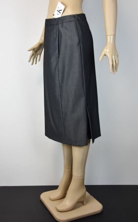 CALVIN KLEIN Damen Rock Leinen /grau/Lp:298/Gr.42/L/Neu