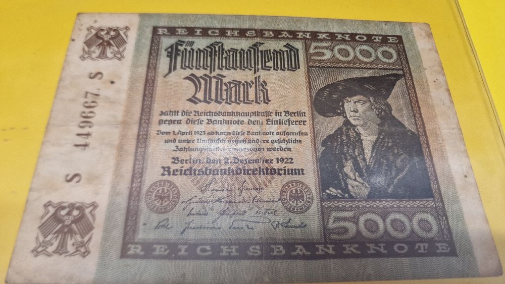 Reichsbanknote 5000 Mark, Jahrgang 1922 (Gebraucht) in Herisau für CHF ...