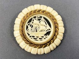 Vintage Modeschmuck Anstecknadel Brosche Segelschiff