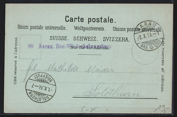 Cartoline postali: Mondschein-Lithographie Aarau, Haldentho – Usato da Berlin venduto da bartko-reher 1
