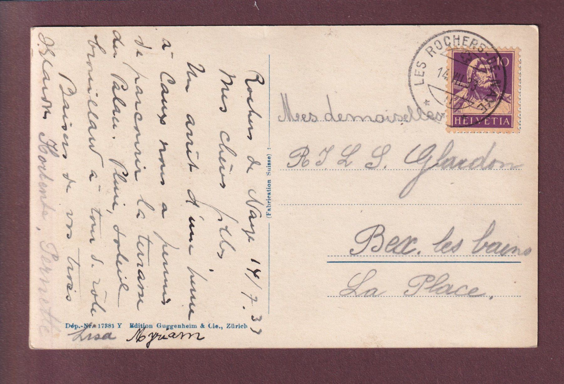 Cartoline postali: CAUX - Front du Palace - 1933 – Usato da Pully venduto da nicecards 1