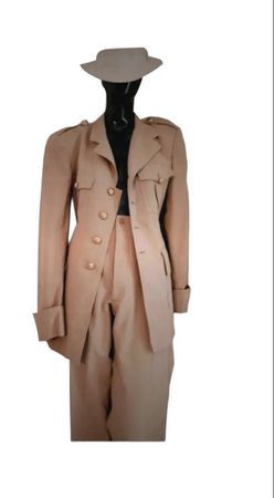 SALE vintage Hosenanzug 100% Wolle 40 beige Blazer Hose