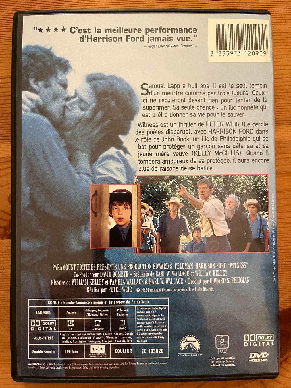 Alle DVDs: WITNESS - PETER WEIR - HARRISON FORD – Gebraucht aus Lausanne von sbar224 1