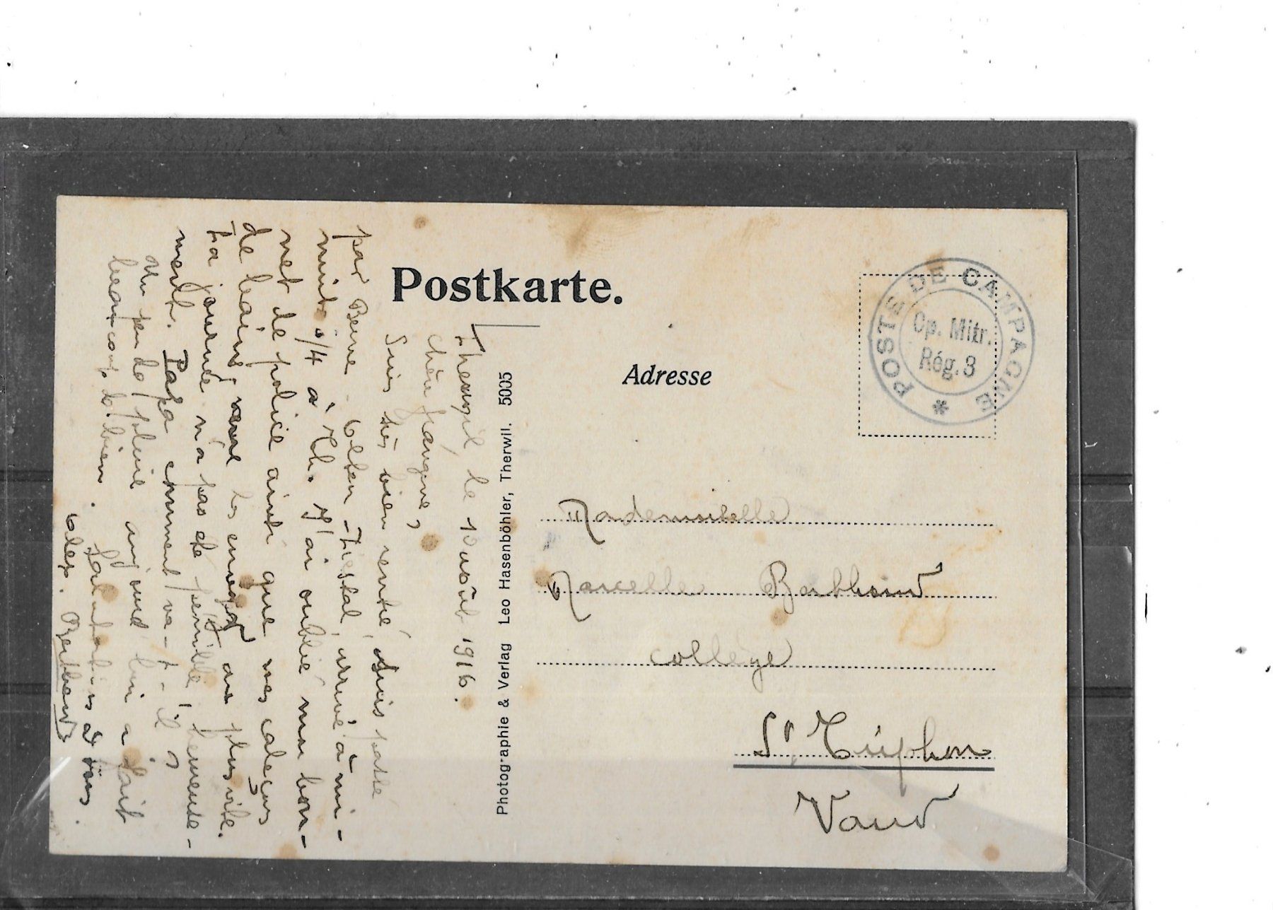 Cartoline postali: BL Therwil 1916 – Usato da Schocherswil venduto da Wilare 1