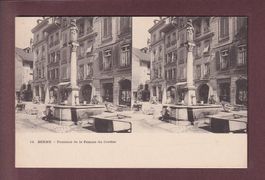 BERNE - Carte stéréo - Fontaine de la femme du cordier