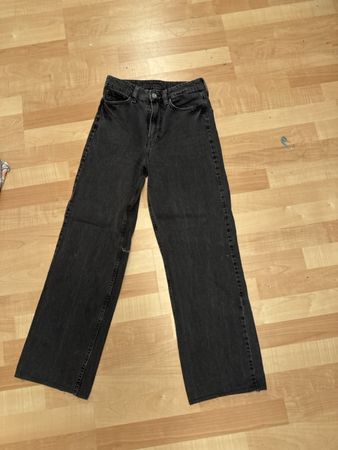 Schwarze Wide Leg Jeans, High Waist, Grösse 36 