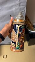 Hofbrauhaus Bierkrug Keramik mit Zinndeckel