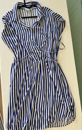 H&M Hemdblusenkleid blau weiss gestreift Top Zustand Gr L