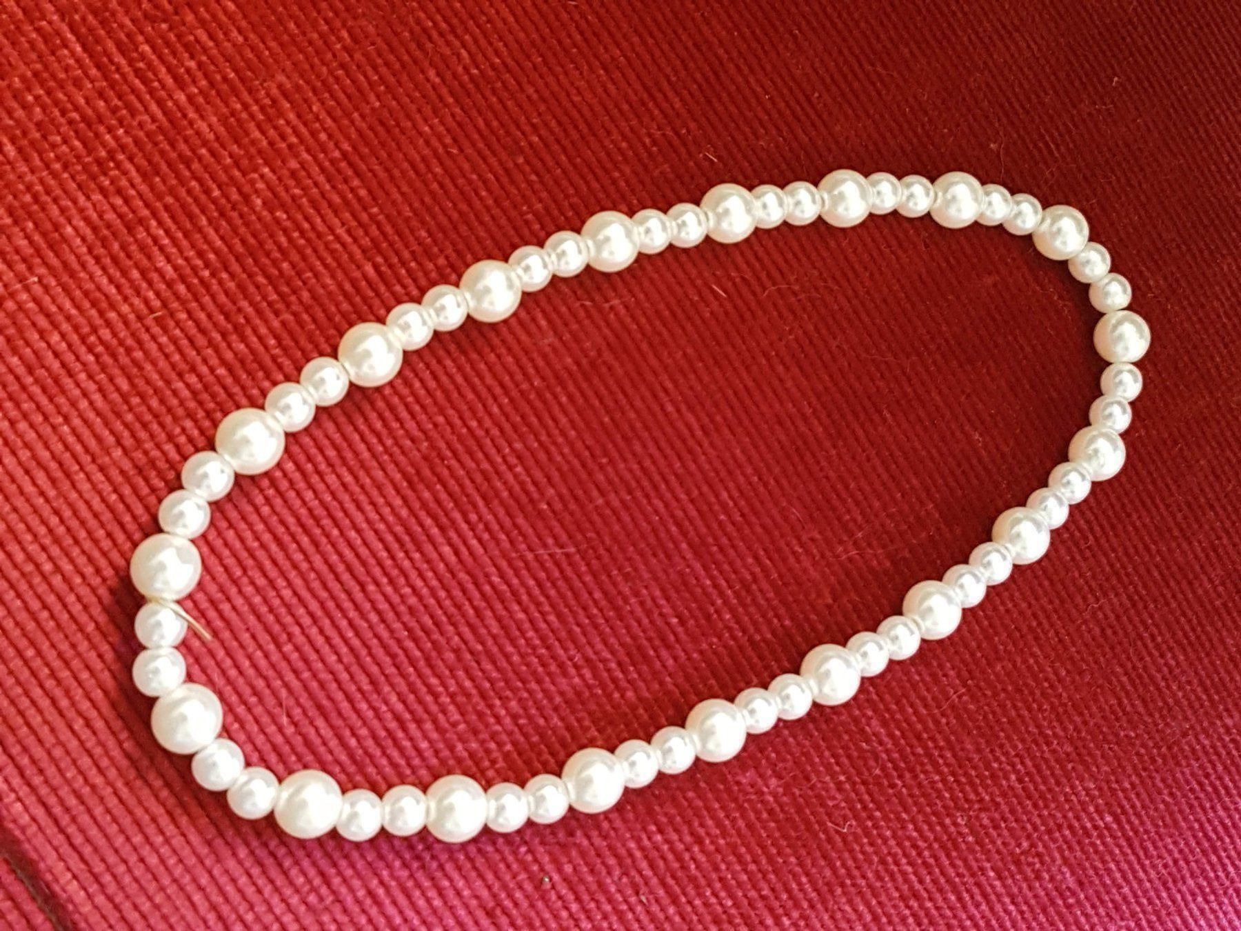 Catenine: Kette für Arm oder Hals weisse Perlen auf Gummizug – Usato da Ettingen venduto da Maranathatalitha