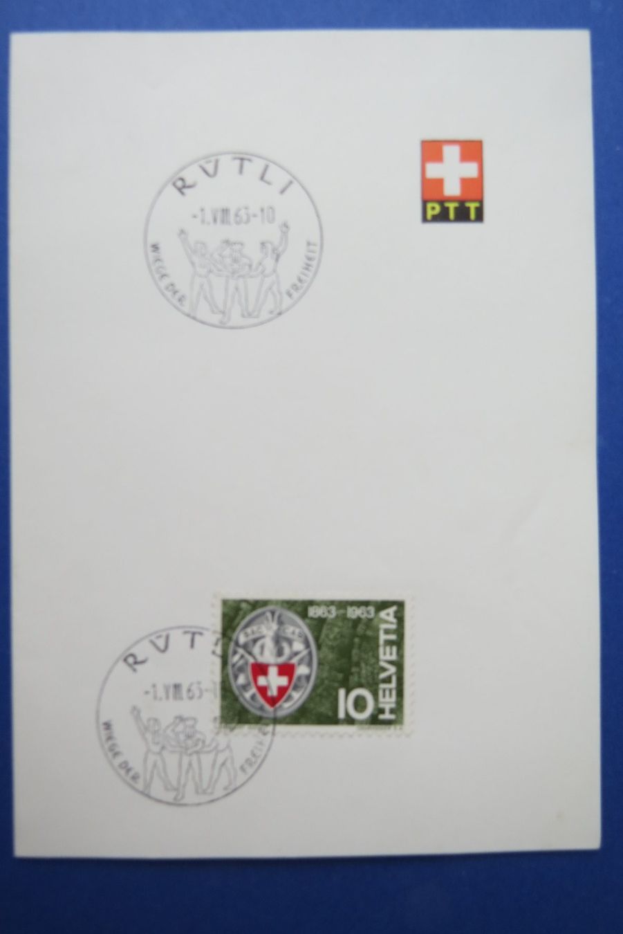 Tutti i francobolli: PTT-Böglein mit Stempel RÜTLI 1.August 1963 – Usato da Brunnen venduto da Kumari