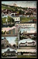 AK St. Gallen, Marktplatz mit Vadian Denkmal, Bankverein & K