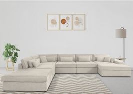 Moderne Wohnlandschaft Ecksofa graue Stoff 