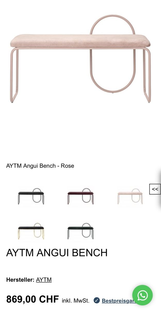 Bänke: AYTM ANGUI Bench – Rose – Gebraucht aus Horgen von RenRio 1