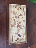 Vassoio vintage in legno e vetro con maniglie in ottone