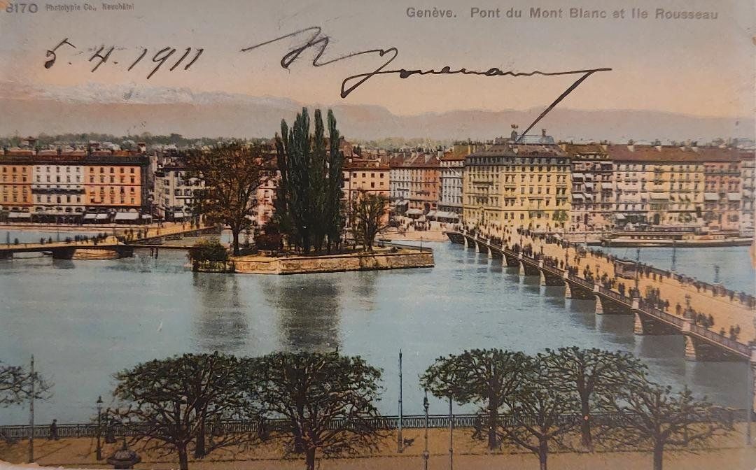 Cartoline postali: GENÈVE  -  Pont Mont Blanc  -  1911 – Usato da Delémont venduto da Domdom1