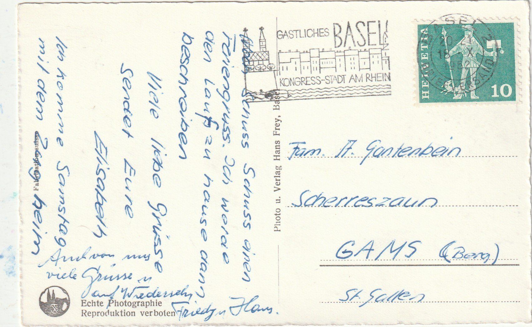 Cartoline postali: Basel – Usato da Lumbrein venduto da made02 1