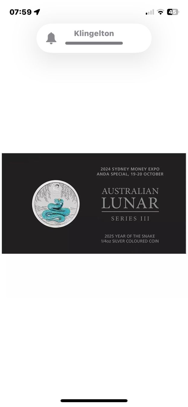 Alle Münzen: Lunar 3 Schlange 2025 – Neu und originalverpackt aus Obergösgen von Camaro_zl1