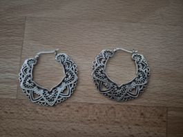 massive Silber Ohrringe, Boho Creolen, 17g, neu