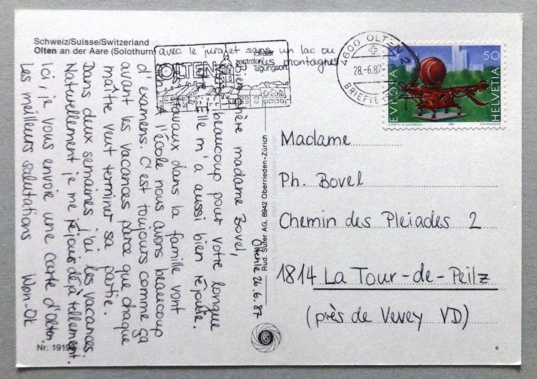 Cartes postales: Olten an der Aare (Solothurn) – D'occasion à Fétigny par Billy2miny 1