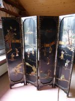 2 STÜCK 4-REIHIGE HOLZ PARAVENT CHINA ANTIK CA 1850 - R A R