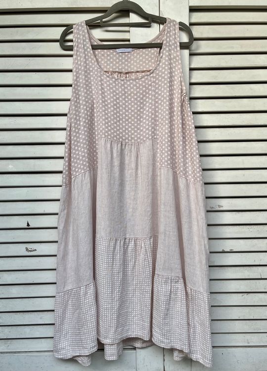 JIAALU Leinenkleid Damen Sommer - Luftiges Midikleid Mit Blumendruck & Taschen