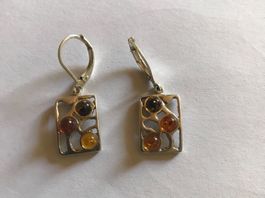 Silber Ohrringe mit Bernstein