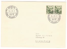 Lettre de Genève cachet S373 (rare) pour Liebefeld 24.I.55