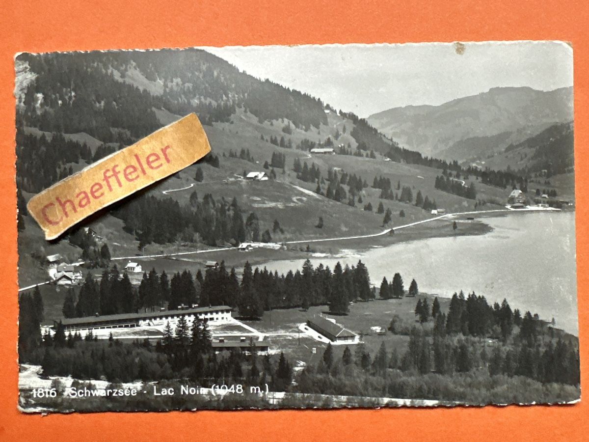 Cartoline postali: Schwarzsee - Lac Noir FR, 1947 – Usato da Zürich venduto da Chaeffeler