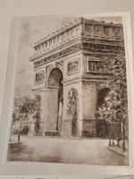 Triumphbogen Paris - auf seide -  T Roux signiert