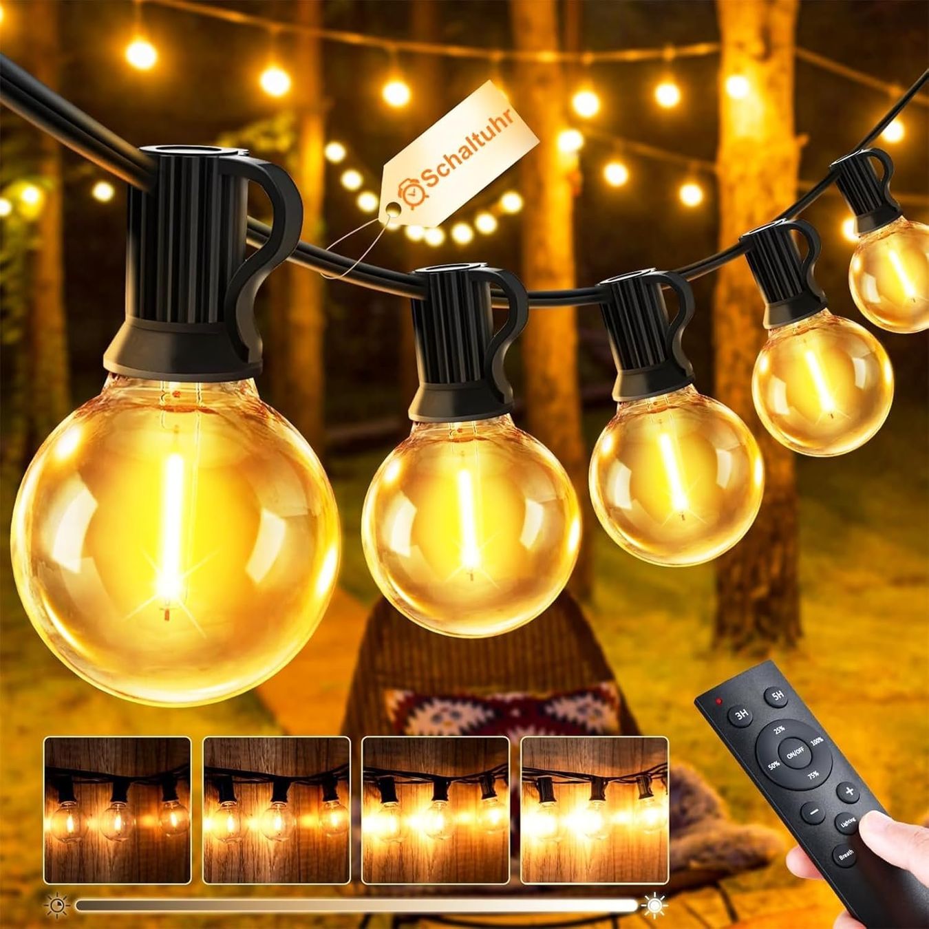 Lichterketten & Leisten: LED Lichterkette Außen 45m G40 IP44 dimmbar – Neu und originalverpackt aus Nuglar von SmartLiving24 3