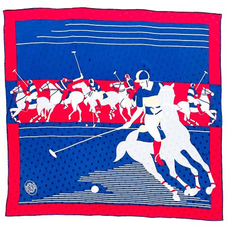 Foulard Carré Seide Luxus The Polo St. Moritz VINTAGE 1990s