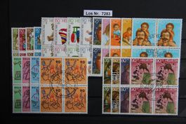 PJ 1985-89 Serien Viererblöcke ET gestempelt        Los 7283