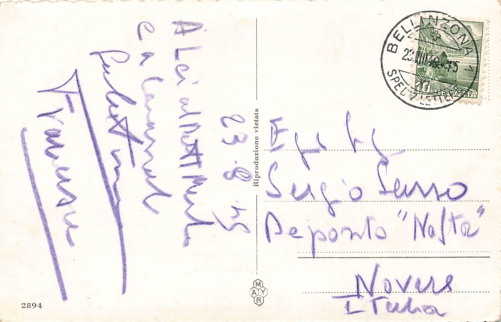 Cartoline postali: Bellinzona TI – Usato da Biasca venduto da Blenio71 1
