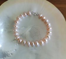 Süsswasserperle Armband, apricot, 9x7mm