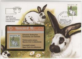 Hasen Taxcard im Telefonkarten Brief mit passender Marke