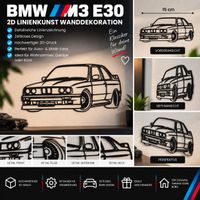 🚗 BMW M3 E30 2D Linienkunst – Wanddekoration