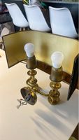 Applique murale vintage en laiton doré, deux lumières