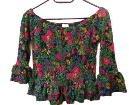 Gr. 36 ASOS Oberteil kurz, Stretch, Relief - Blumenmuster