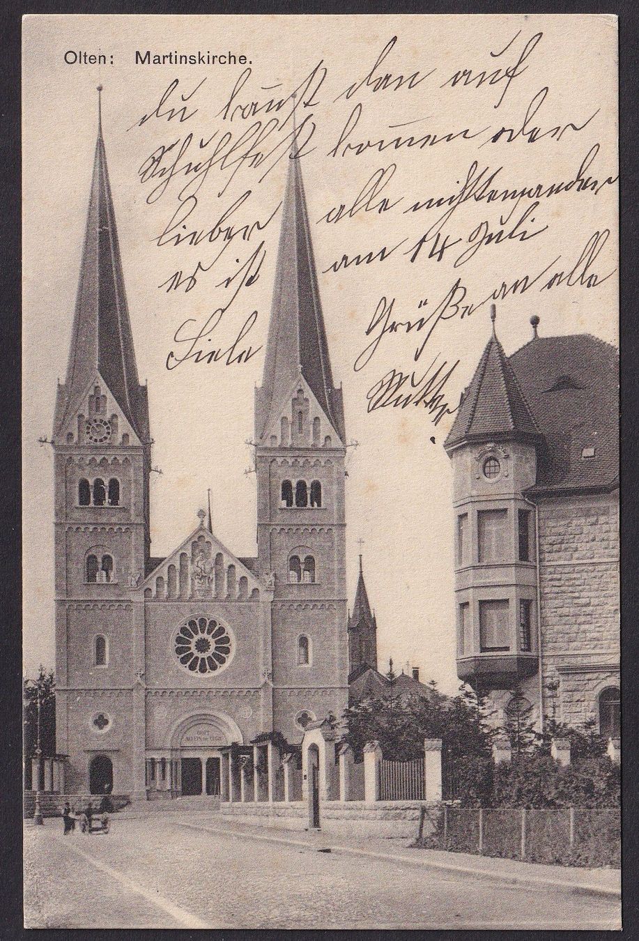 Ansichtskarten: Olten Martinskirche mit Villa – Gebraucht aus Olten von clotaldi