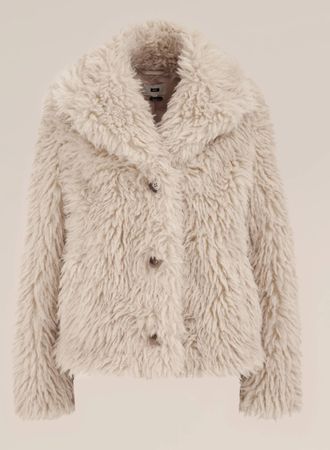 WE FASHION Kunstfelljacke, creme, Grösse M, beige, Top!