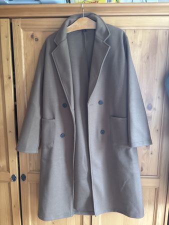 Manteau automne long, couleur taupe, taille S/36